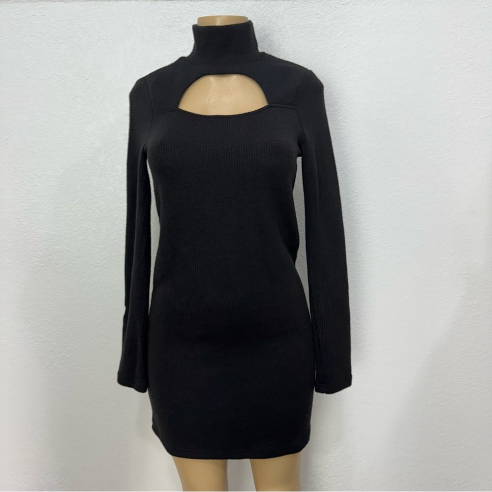 Walter Baker Black Bodycon Mock Neck Dress women’s XS stretch ribbed